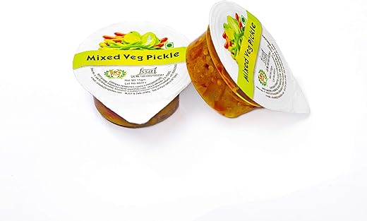 DELICASIA (SR's)Mixed Veg Pickle 15 gm CHOTU Pack (Pack of 48) Blister Pack. Portion Pack. Indian Flavor. NO Artificial Color and Flavors. Gluten Free. 77 Years of Trust